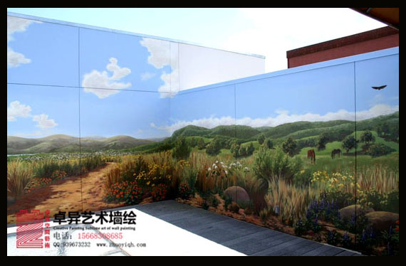 别墅壁画 风景墙绘 3D墙绘